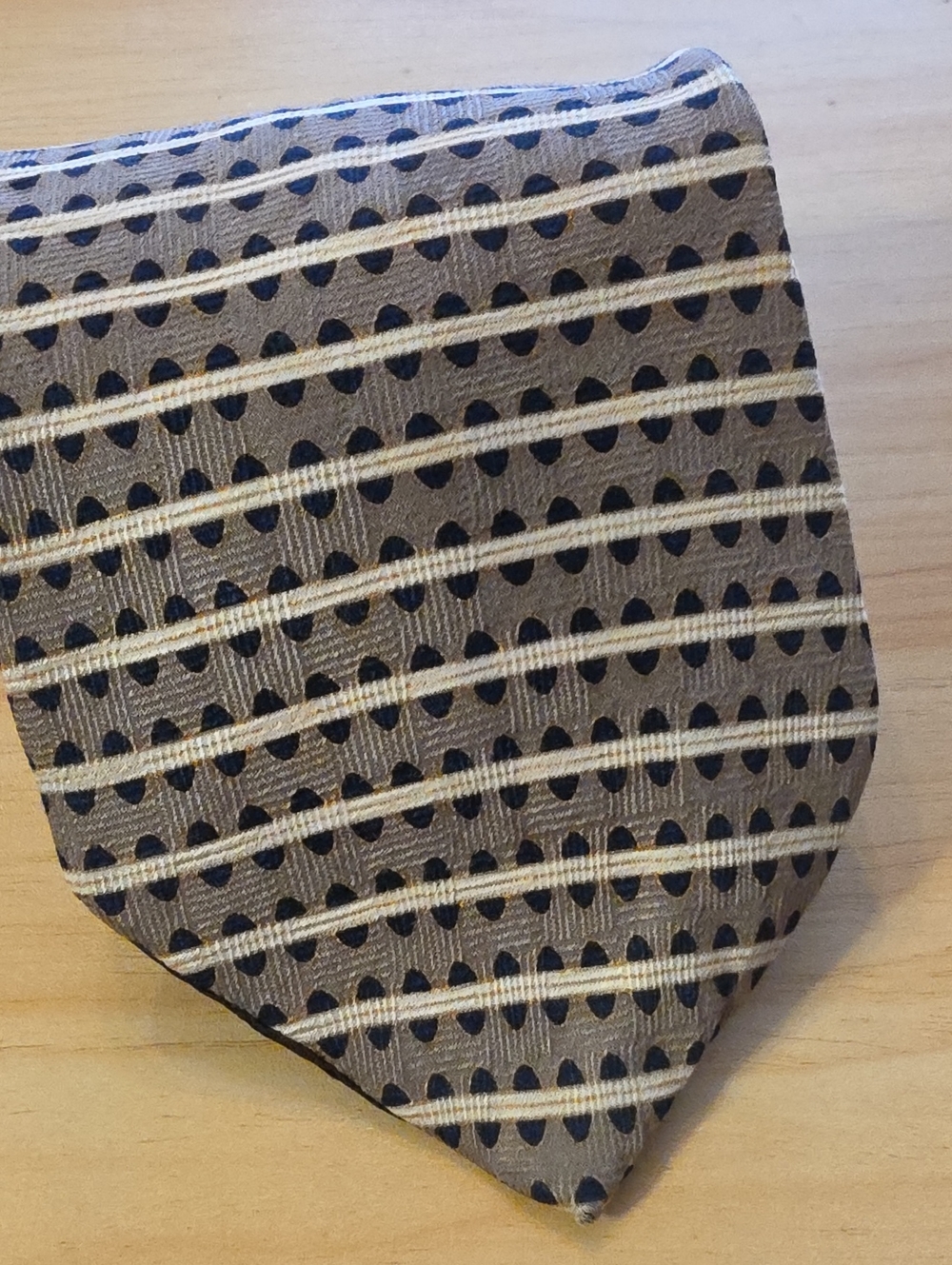 Etienne Aigner Gray Tie with Navy Dot and Cream Stripe